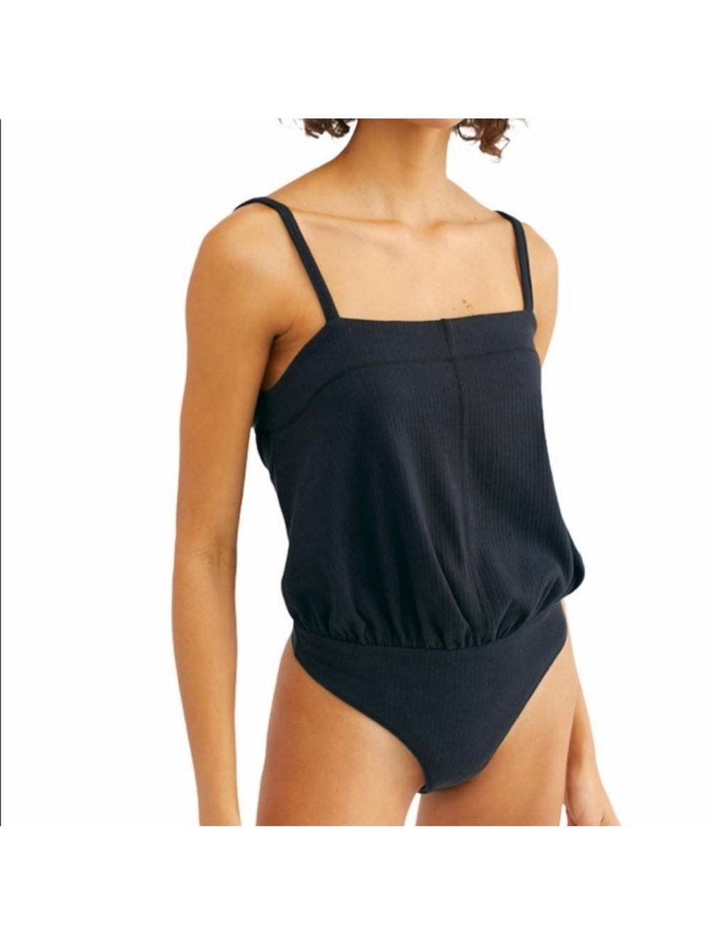 Intimately Free People Marissa Bodysuit Black Ribbed Cami Size Small